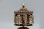 5-Roll Tibetan Prayer Wheel with sacred mantra and embossed copper wheels