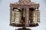 5-Roll Tibetan Prayer Wheel with sacred mantra and embossed copper wheels