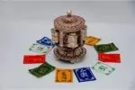 5-Roll Tibetan Prayer Wheel with sacred mantra and embossed copper wheels