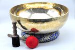 Large shining handmade singing bowl from Nepal for sound healing and meditation