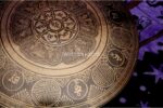 Mantra Mandala Carved Tibetan Gong – Handmade Gong with Sacred Etchings – Deep Resonant Sound for Meditation and Chakra Healing – Includes Felt Striker – From Nepal