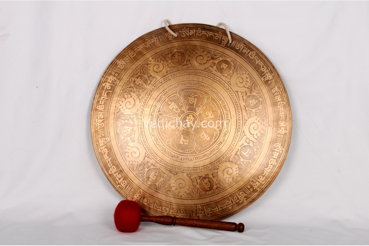 Tibetan Gong for Sound Healing and Meditation – Handmade Gong from Nepal with Sacred Symbols – Deep Resonant Tones for Spiritual Practice