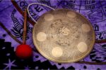 Tibetan OM Carved Gong – Handmade Gong for Sound Healing and Meditation – With Mantra Decoration and Felt Striker – Deep Resonance – From Nepal