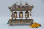 Potala Palace Design Prayer Wheel with five copper mantra wheels and incense burner lid – handmade in Nepal