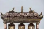 Potala Palace Design Prayer Wheel with five copper mantra wheels and incense burner lid – handmade in Nepal