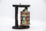 9-inch wall-hanging Tibetan Prayer Wheel with Eight Lucky Symbols and Om Mani Padme Hum mantra, handmade in Nepal