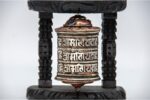 5-inch wall-mounted Tibetan Prayer Wheel with Om Mani Padme Hum mantra, handcrafted in Nepal