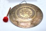 Dragon Etched Tibetan Gong – Handmade Gong with Mantra Etching for Chakra Healing, Meditation & Sound Bath – Includes Felt Striker – Made in Nepal