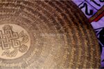 Endless Knot Tibetan Gong – Handmade Gong for Sound Healing and Meditation – Mantra Decorated Gong from Nepal