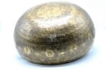 Large handmade singing bowl with Flower of Life center, Tibetan mantras, and sacred symbols