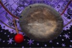 Flower of Life Tibetan Gong – Handmade Sound Healing Gong with Sacred Geometry and Mantra Carving – Includes Felt Striker – Made in Nepal