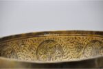 Large handmade singing bowl with Buddha engraving, Tibetan mantras, and mandala base