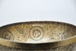 Large handmade Chakra Yogi singing bowl with Om and mantra etching, forged in Nepal