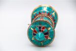 10-inch Tibetan Prayer Wheel with Coral, Turquoise, and Lapis Stone Inlay – Handmade in Nepal
