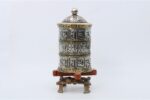 Tibetan Prayer Wheel, Prayer Wheel Nepal, Tabletop Dharma Wheel, Austamangal Symbols, Eight Lucky Symbols, OM Mani Padme Hum, Handmade Buddhist Item, Spiritual Decor, VedicBay, Blessed Prayer Wheel