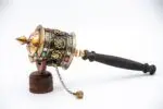 Eight Auspicious Symbol Tibetan Prayer Wheel with wooden handle