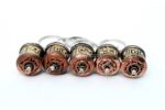 Set of 5 Tibetan Prayer Wheel key rings with Om Mani Padme Hum mantra, handmade in Nepal