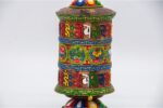 7-Inch Table Top Tibetan Prayer Wheel featuring 8 Auspicious Symbols, Handmade Copper Mantra Wheel from Nepal