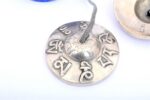 Tibetan Tingsha Cymbals with Mantra Embossing – Handcrafted 7-metal chimes featuring embossed Om Mani Padme Hum mantra, ideal for meditation and spiritual rituals