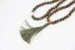 Unakite Stone Mala – handcrafted 108-bead prayer necklace made from natural unakite gemstones, symbolizing emotional healing, balance, and heart chakra activation. Ideal for meditation, mantra chanting, and inner harmony