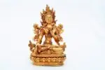 Handcrafted White Tara Statue seated in lotus posture with seven eyes – made from brass with delicate detailing, symbolizing compassion, healing, and longevity in Tibetan Buddhism.