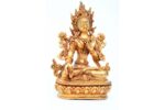 Handcrafted White Tara Statue seated in lotus posture with seven eyes – made from brass with delicate detailing, symbolizing compassion, healing, and longevity in Tibetan Buddhism.