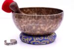 10-Inch Old Finish Handmade Singing Bowl with Cushion, Mallet & Mantra Bracelet