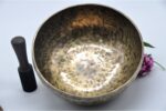 11-Inch Old Finish Handmade Singing Bowl with Cushion, Mallet & Mantra Bracelet