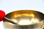 11 inch handmade Tibetan Therapy singing bowl with dim finish – thin wall design for deep immersive sound, includes mallet, felt drum stick, and cushion