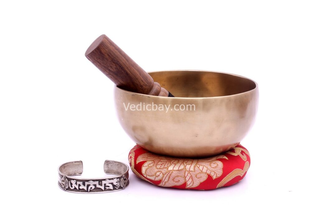 5-Inch Handmade Tibetan Singing Bowl – Dim Finish with Mallet, Cushion & Bracelet