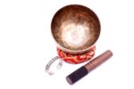 6.5-Inch Old Finish Handmade Singing Bowl with Cushion, Mallet & Mantra Bracelet