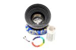 7 Chakra Black Painted Tibetan Singing Bowl Set with Buddha Eyes inside and mantra around – handmade in Nepal