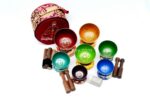 7 Chakra Healing Singing Bowl Set of 7 – Handmade in Nepal with color painted chakra symbols