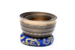 7 Chakra Natural Finish Singing Bowl Set of 7 with mallets, cushions, carry box, and bracelet – handmade in Nepal