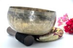 Antique Tibetan Koprebati singing bowl with rounded walls and wide opening