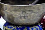 7-Inch Jhumka Full Moon Singing Bowl with tingsha, mallet, cushion, and chakra bracelet – handmade in Nepal