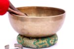 8-Inch Handmade Tibetan Singing Bowl – Dim Finish with Mallet, Felt Striker, Cushion & Bracelet