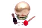 8-Inch Handmade Tibetan Singing Bowl – Dim Finish with Mallet, Felt Striker, Cushion & Bracelet