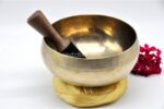 8 inch Tibetan Therapy singing bowl with thin walls and traditional dim matte finish – handmade Himalayan bowl