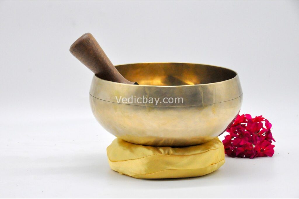 8 inch Tibetan Therapy singing bowl with thin walls and traditional dim matte finish – handmade Himalayan bowl