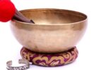 9-Inch Handmade Tibetan Singing Bowl – Dim Finish with Mallet, Felt Striker, Cushion & Bracelet