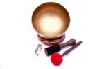 9-Inch Handmade Tibetan Singing Bowl – Dim Finish with Mallet, Felt Striker, Cushion & Bracelet