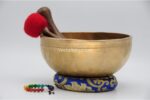 Large 9 inch Jhumka singing bowl with dome-shaped thick walls and dim matte finish – Nepalese meditation bowl set