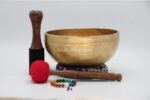 Large 9 inch Jhumka singing bowl with dome-shaped thick walls and dim matte finish – Nepalese meditation bowl set