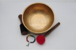 Large 9 inch Jhumka singing bowl with dome-shaped thick walls and dim matte finish – Nepalese meditation bowl set