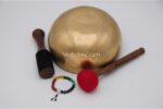Large 9 inch Jhumka singing bowl with dome-shaped thick walls and dim matte finish – Nepalese meditation bowl set