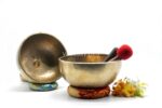 9 inch handmade Tibetan Lingam singing bowl with dim finish – rare Himalayan ritual bowl with central lingam, includes mallet and cushion