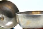 9 inch handmade Tibetan Lingam singing bowl with dim finish – rare Himalayan ritual bowl with central lingam, includes mallet and cushion