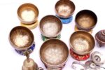 Mini Professional 7 Chakra Tibetan Singing Bowl Set handmade in Nepal with bowls, mallets, cushions, bell, tingsa, and incense burner