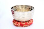 Plain Shiny Singing Bowl Set of 7 with flat cushions, mallets, and carry case – handmade in Nepal